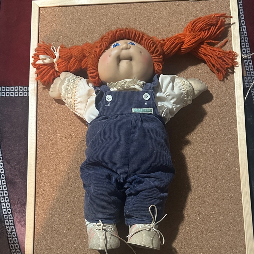 Red-haired Rag Doll in Blue Corduroy Overalls